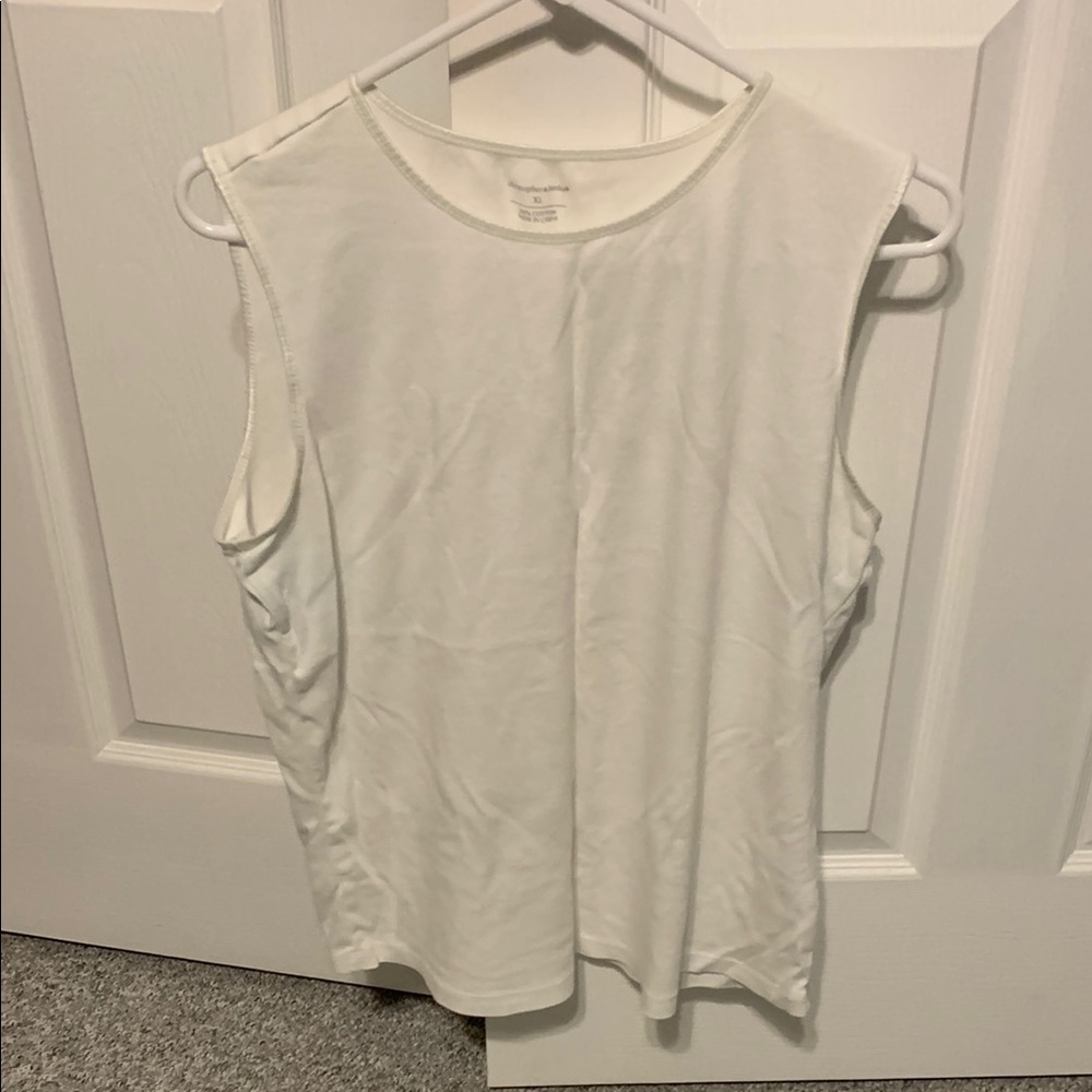 Christopher & Banks Cream Sleeveless Tank Top